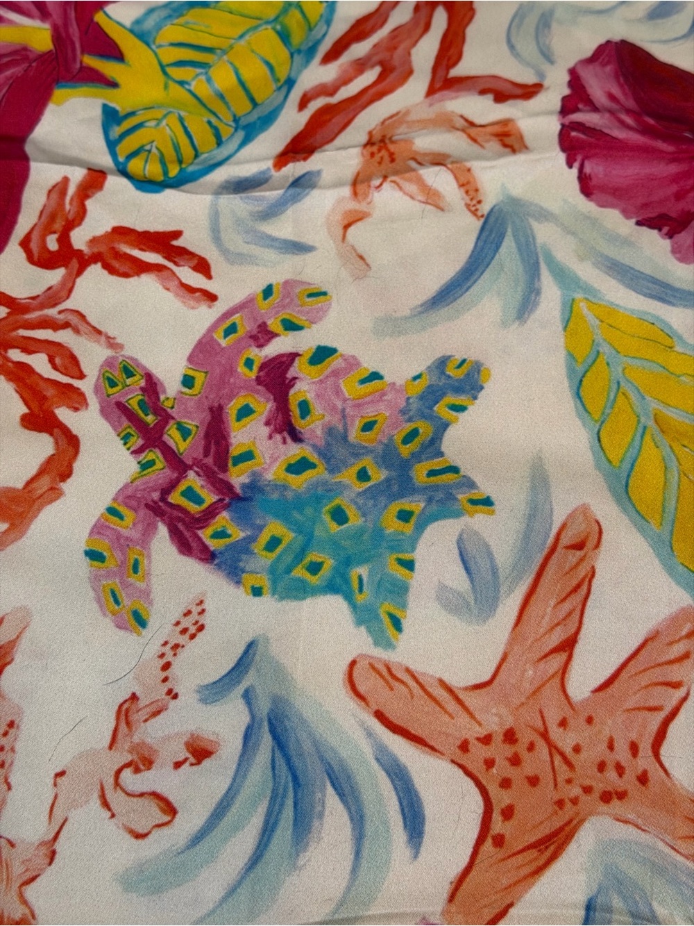 Diane Whittaker Bermuda Vibrant Tropical Sea Life Print Scarf Multi Color
